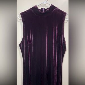 Vintage 90s Velvet Plum Purple Ronni Nicole Sleeveless Dress sz 14 Prom Wedding